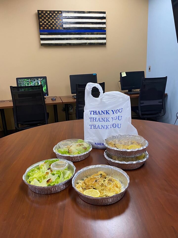 Salad and dinners provided to the Sea Isle City Police by A Modo Mio Ristorante.