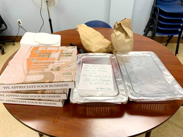 Trays of food donated to the Sea Isle City Police by Basilicos Ristorante.