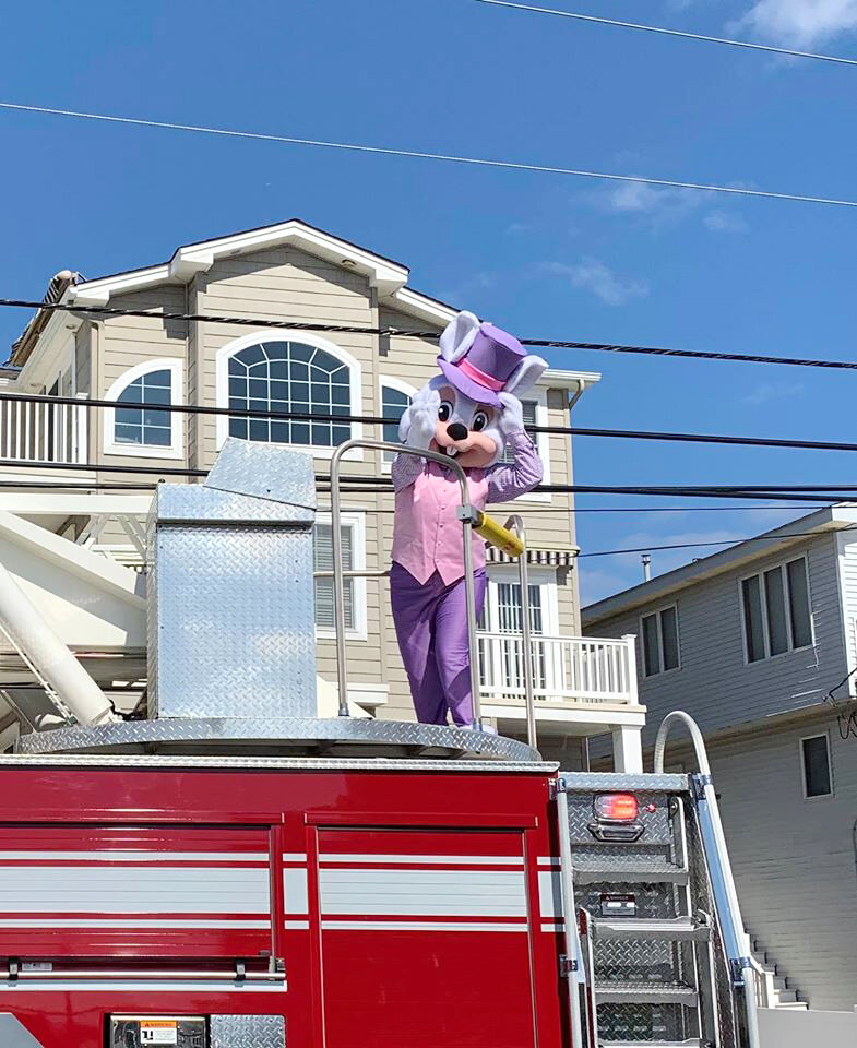 The Easter Bunny, courtesy of Let’s Party Events, riding through Sea Isle City over Easter weekend.