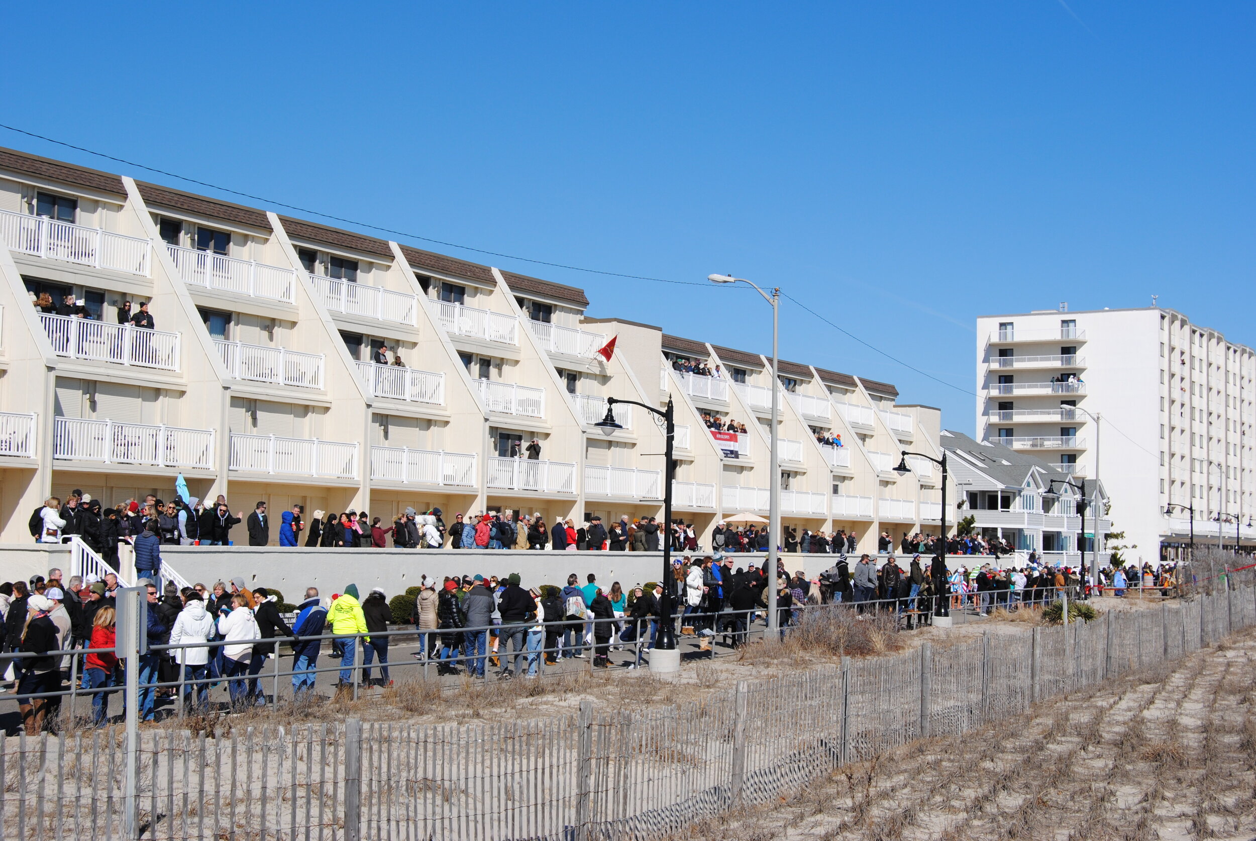 Spectators lined the Promenade to watch the 2020 plunge.  