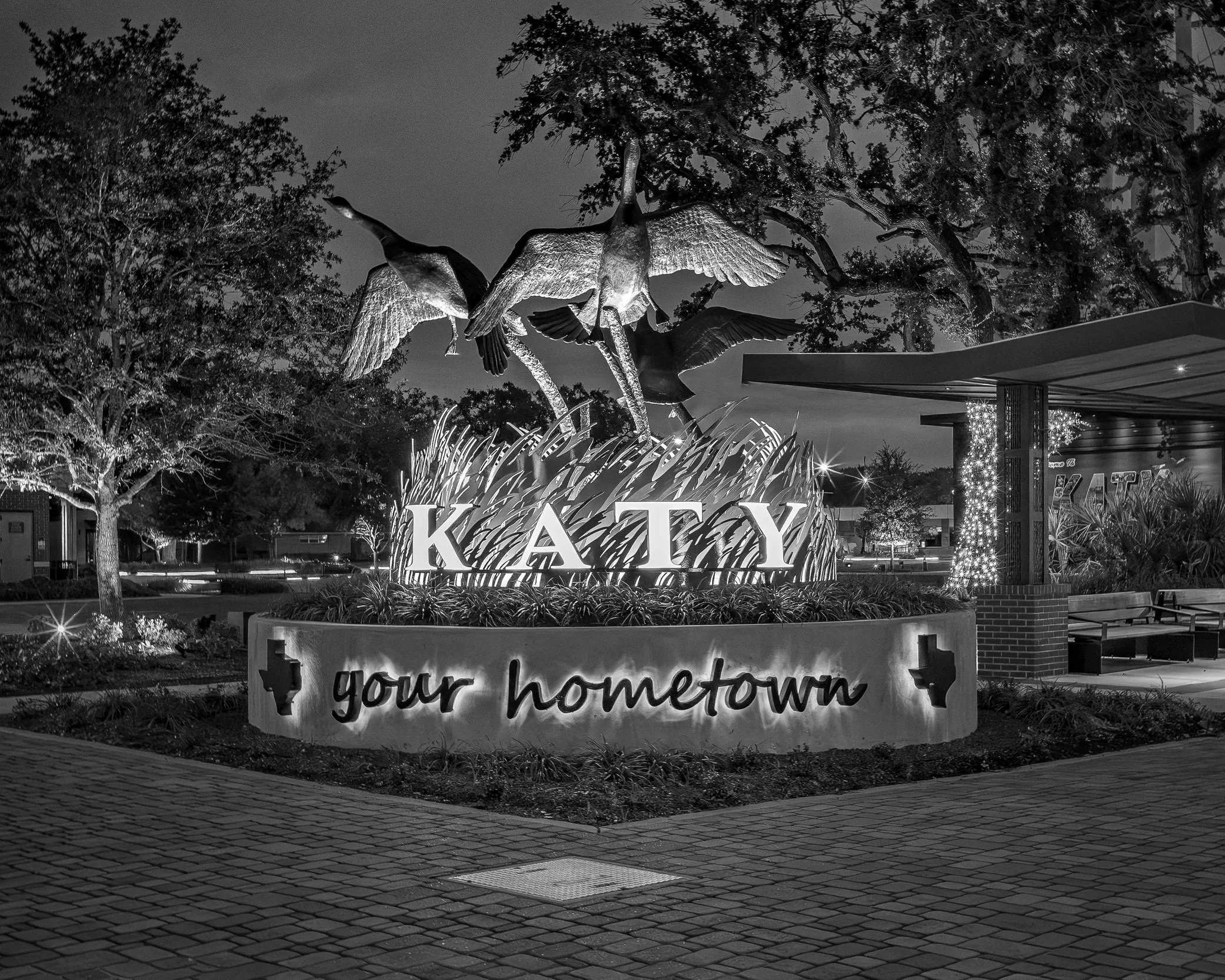 Evening Town Square Scene / Katy, TX