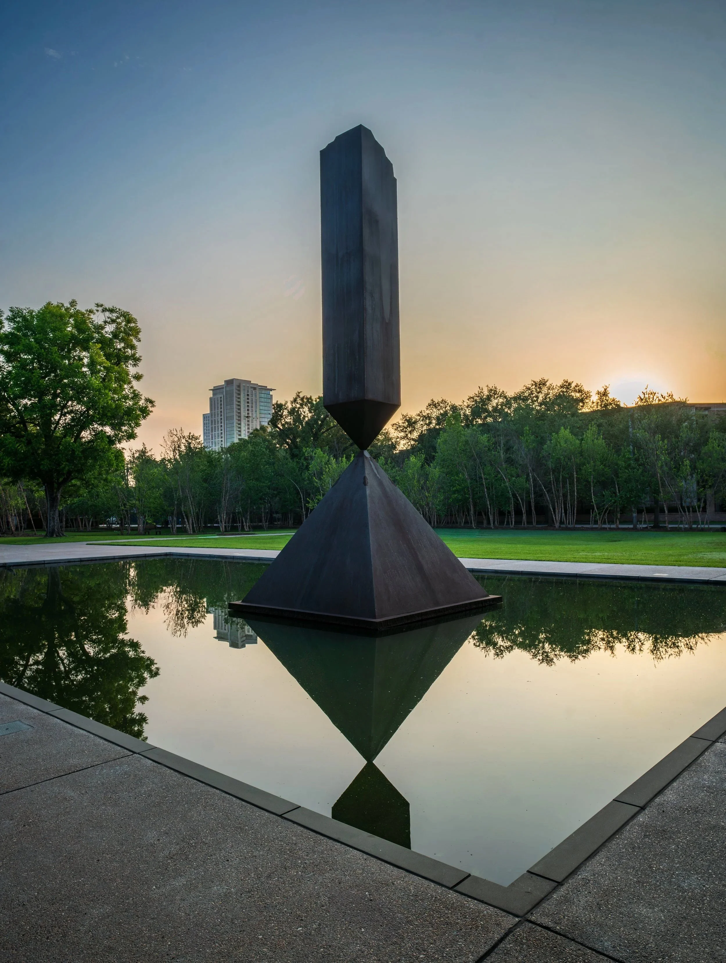 Sunrise at the RothKo Chapel / "Broken Obelisk" Sculpture by Barnett Newman / Houston, TX