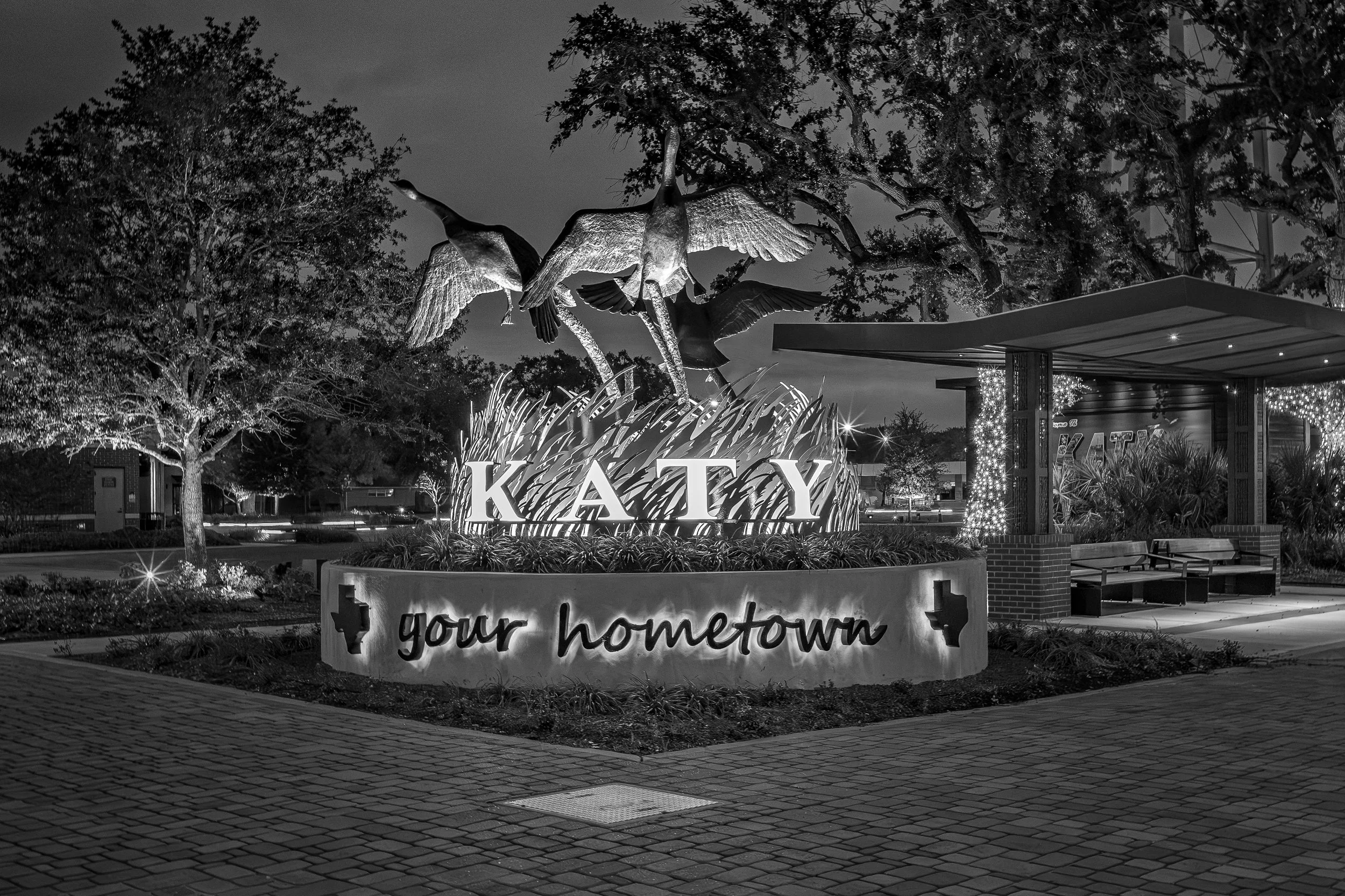 Evening Town Square Scene / Katy, TX