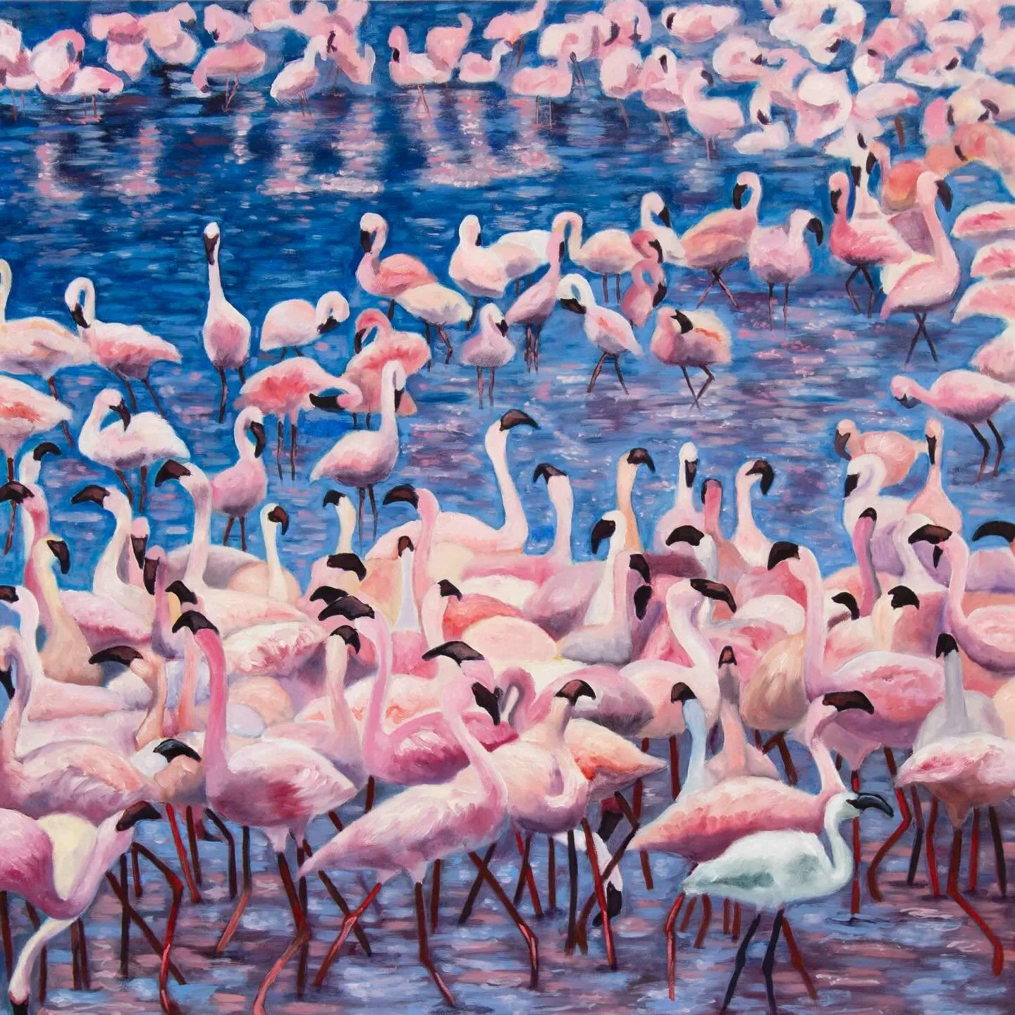 Flock Together from &ldquo;The Painted Safari&rdquo; series, 20x20 inches, oil on panel. Currently on view in the VMFA Studio School faculty show through January 2026.

This is another piece where I wanted to loosen up by abstracting the individual e