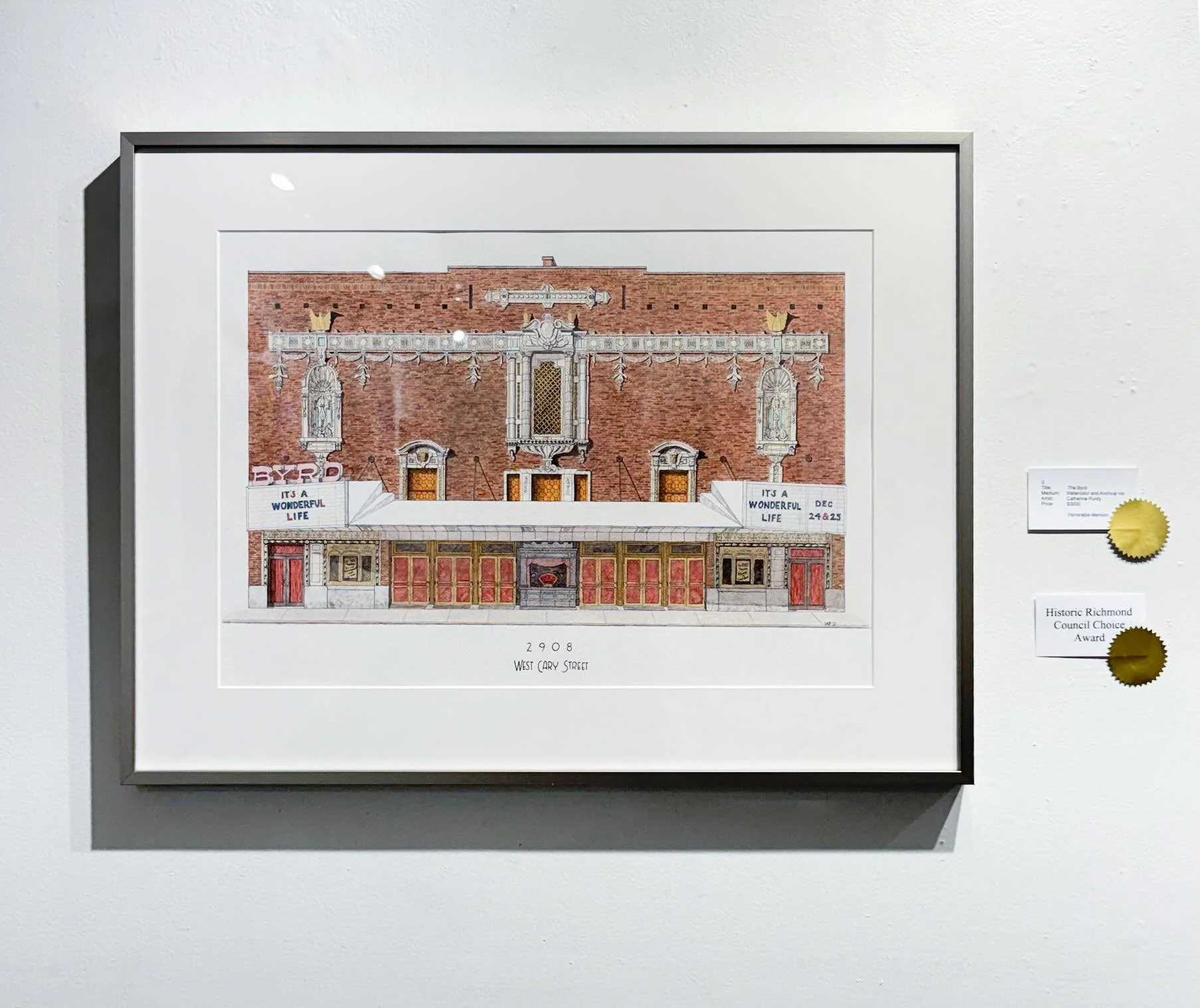 My watercolor painting &ldquo;The Byrd&rdquo; was recently awarded Honorable Mention *and* the Historic Richmond Council Choice Award in the Art In Bloom exhibition @artworksrva ! The exhibition is presented with @historicrva and is on view through M