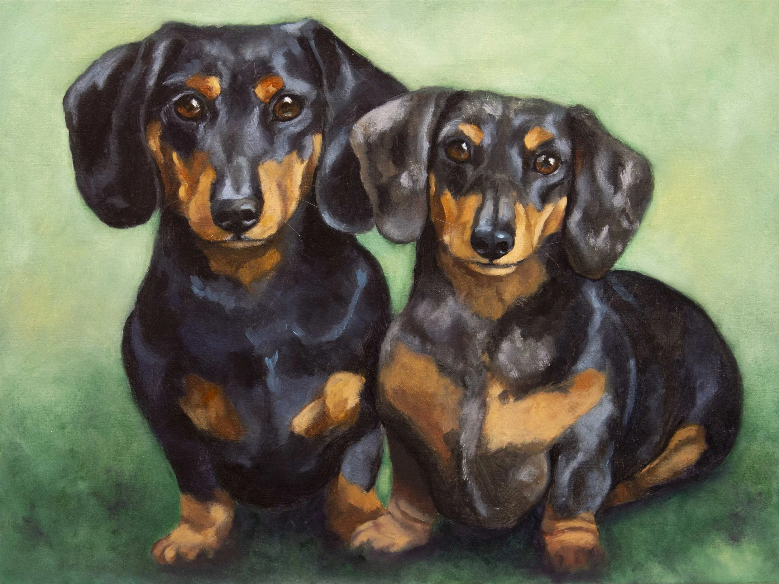 Oskar & Joy, 9x12 oil on panel, commission