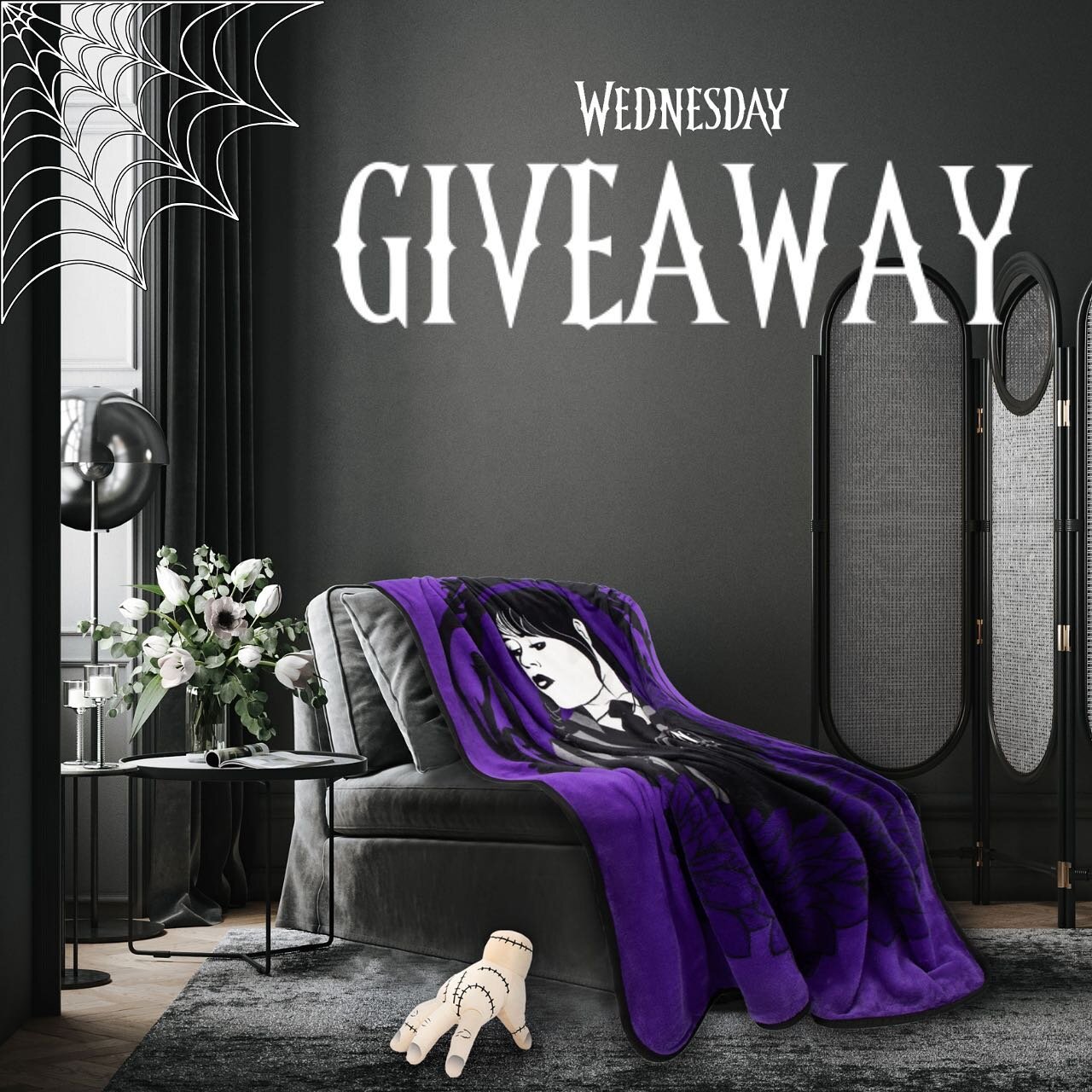 💀🖤 GIVEAWAY ALERT!&nbsp;🖤💀

Use those hands hands hands to enter to win one of our Wednesday Addams Throws and a Thing Pillow Buddy! 👏🏼👏🏼

How to Enter: 

💀Follow @jayfranco.home 
💀Like this post and tag three fellow spooky souls who love W