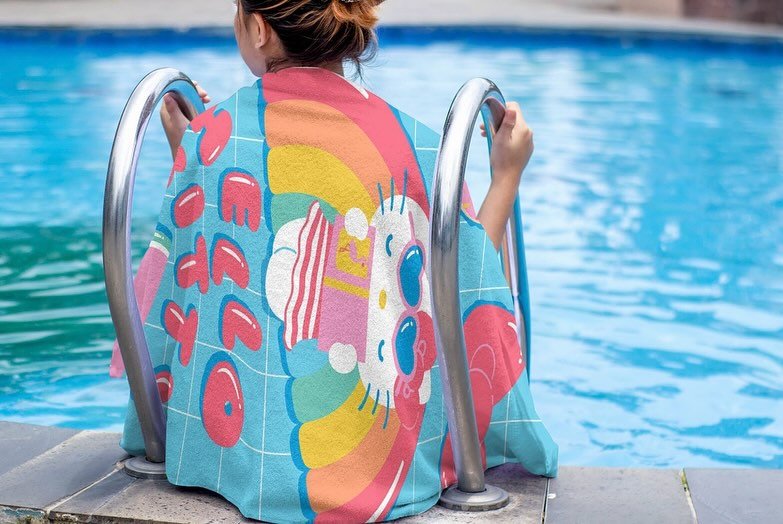 Wrap yourself in cuteness with our Hello Kitty towel! Perfect for hitting the beach on a sunny summer day🎀 #HelloKitty #BeachReady