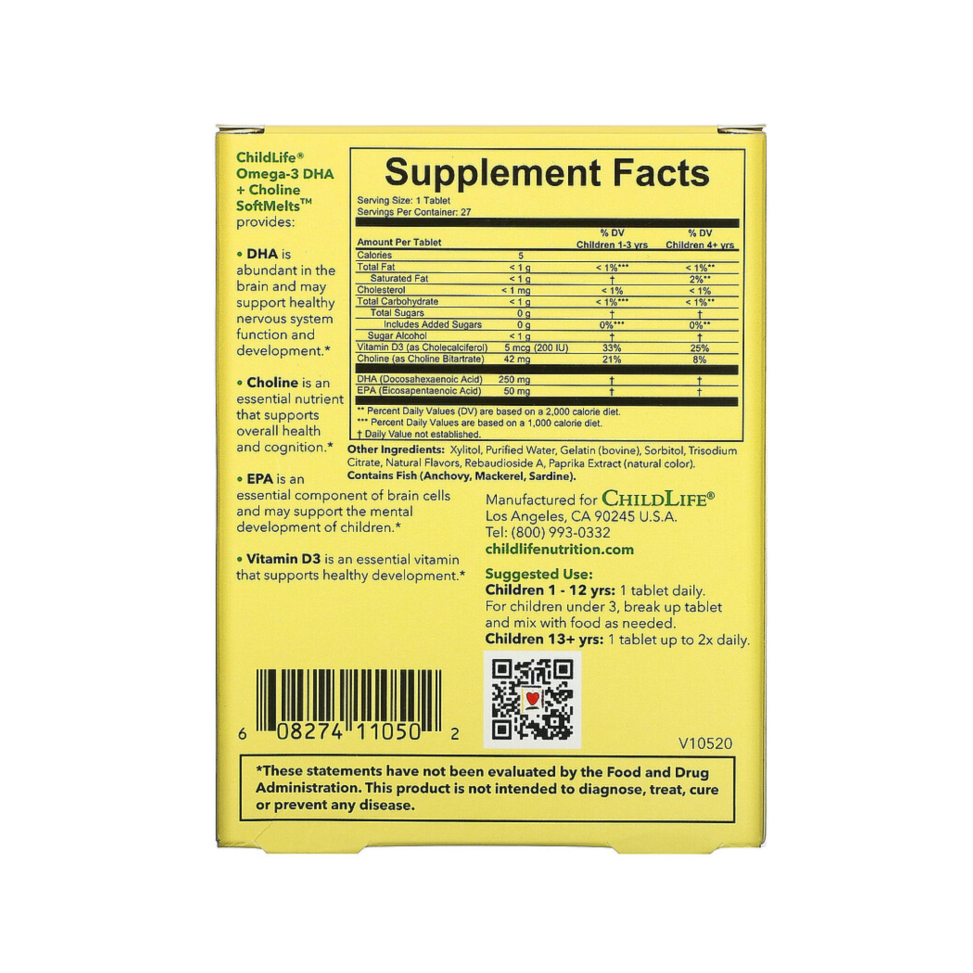 Omega 3 Dha Choline Softmelts Childlife Essentials Nz