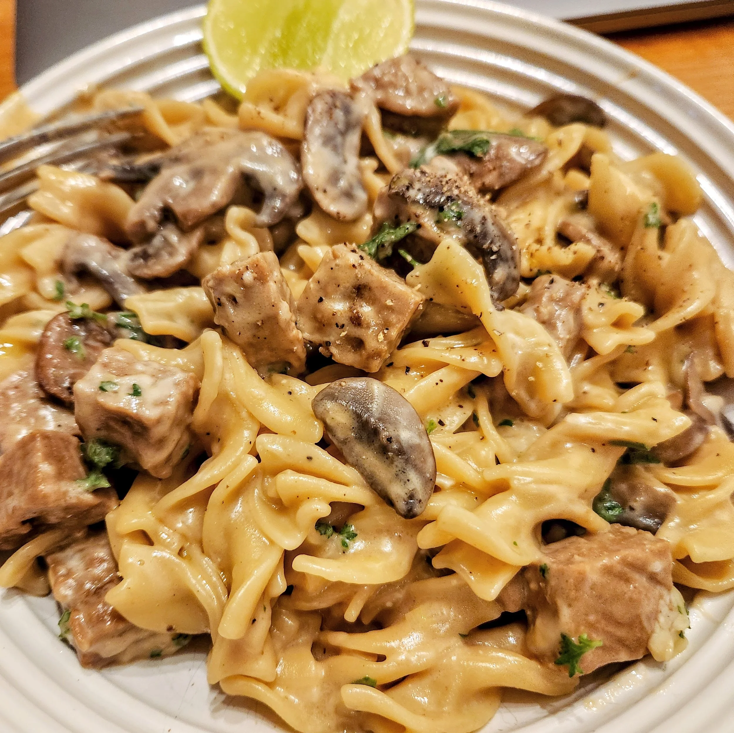 Beef Stroganoff With Stouffer’s Salisbury Steak