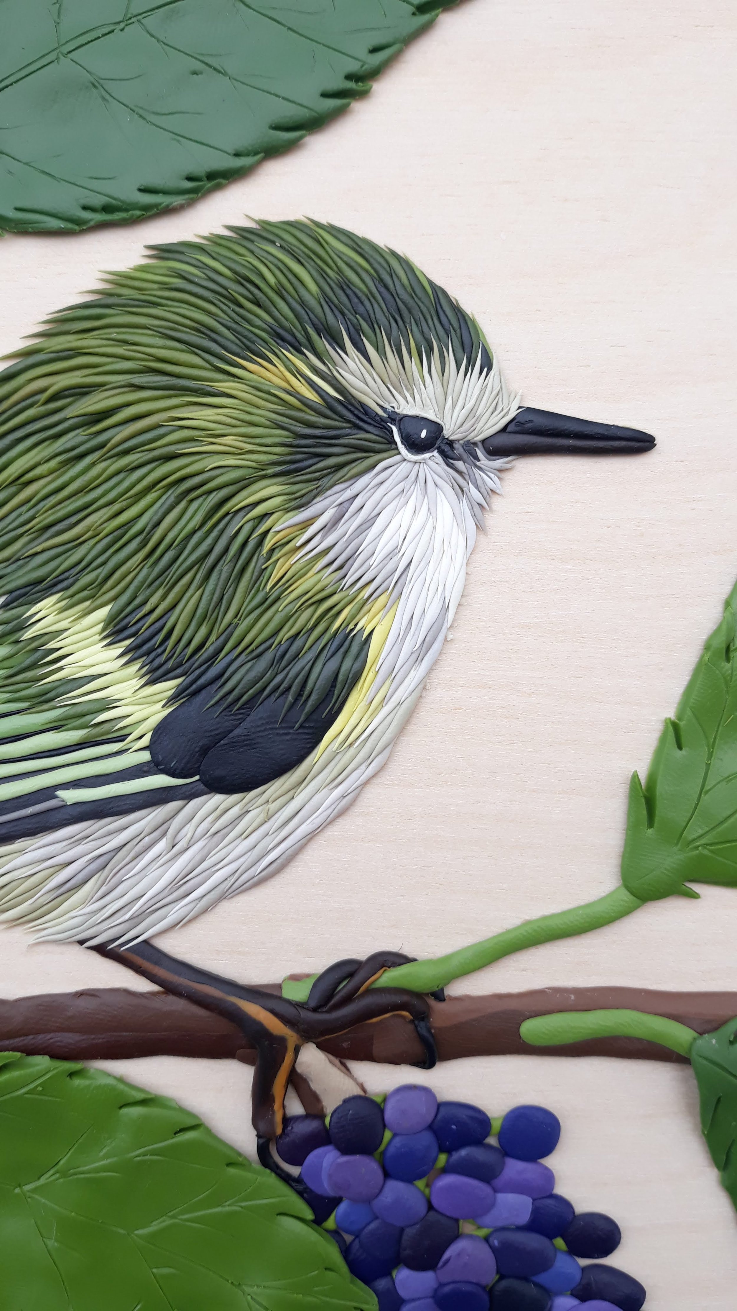 Rifleman-Mahoe Titipounamu Bird Polymer Clay Art Close Up.jpg
