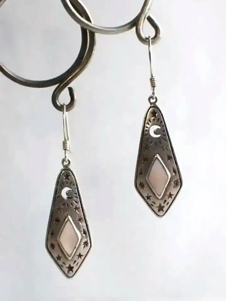 925 Sterling Silver Celestial Star and Moon Earrings