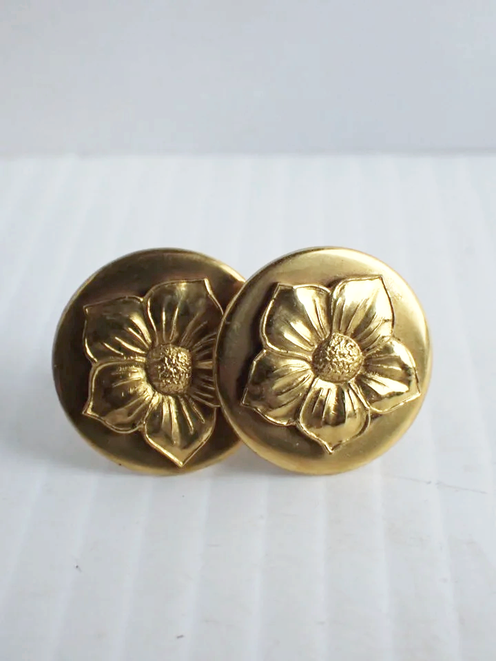 Vintage Gold Tone Flower Cufflinks & Tie Pin Set