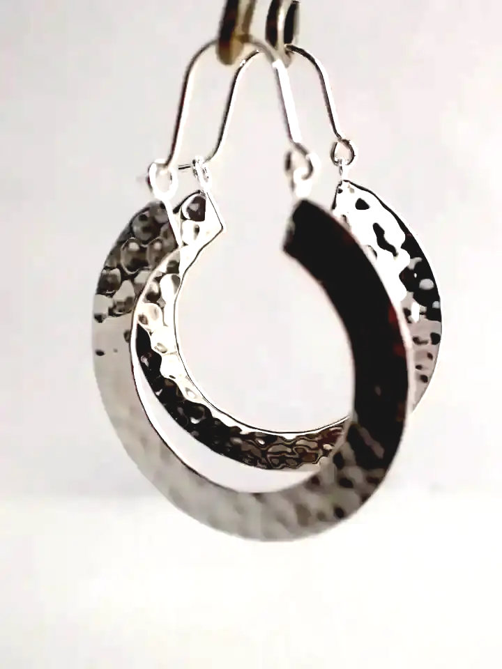 Glee Hammered Finish Hypoallergenic Hinged Hoop Earrings