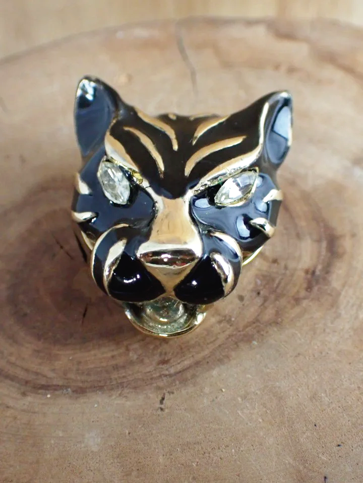 Michele Lynn Rhinestone Eyed Black Panther Scarf Clip