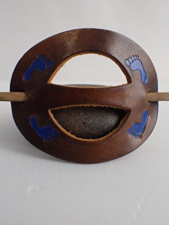 Vintage Leather Footprints Hairslide