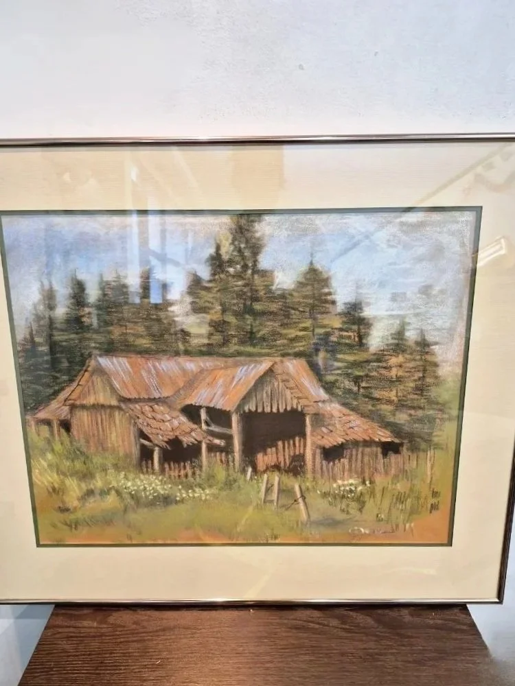 MJ Matthews Striking Farmhouse Original Signed Pastel