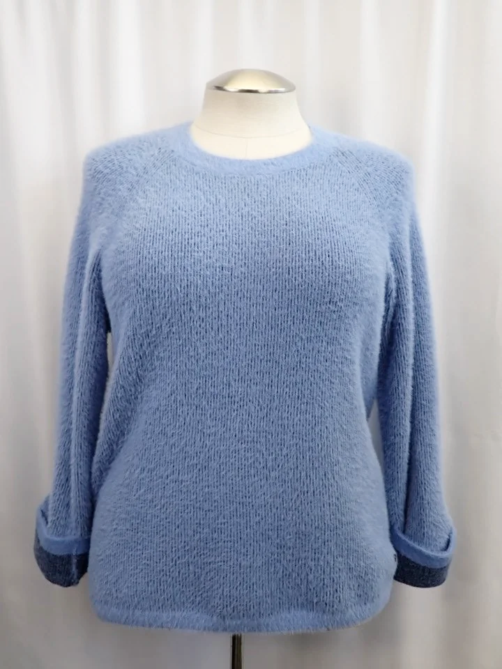 Olsen Cotton Blue Cora Relaxed Fit Sweater (M/L)