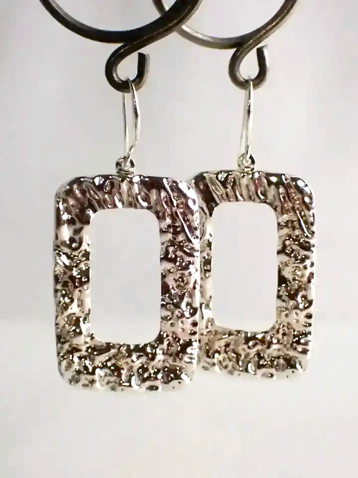 (New On Card) Textured Oblong Shape Earrings