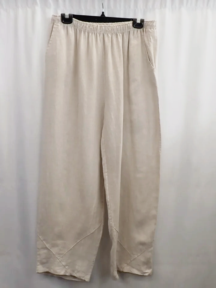 Linen Luv Beige Wide Leg Pants (1XL)