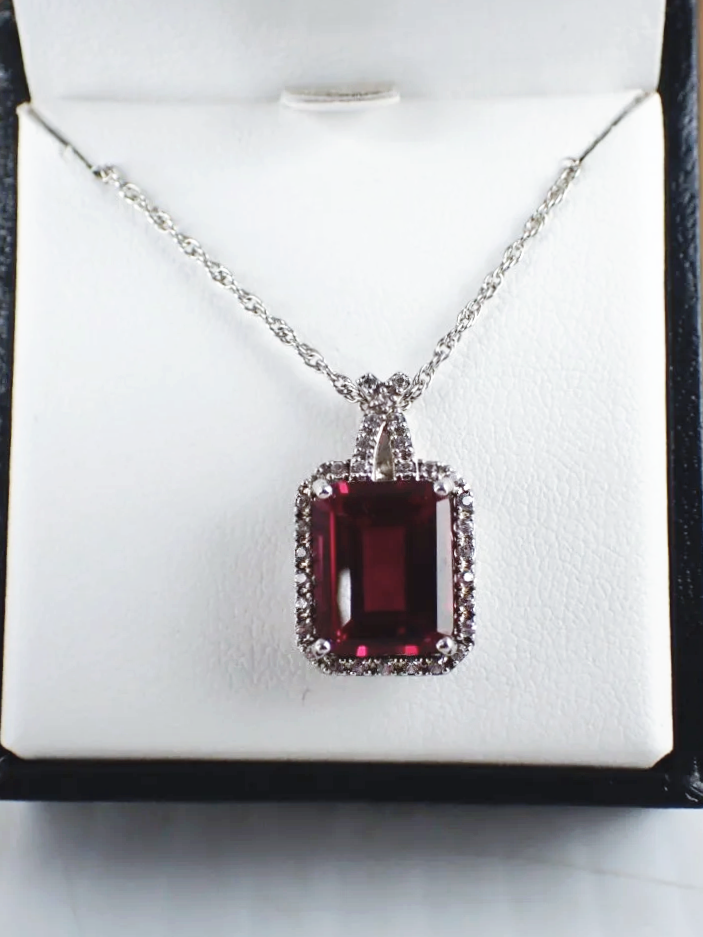 925 Silver Retired Hudson Bay Ruby Pendant And Necklace