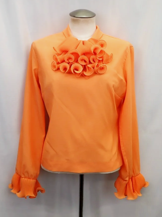 Elite Orange Ruffle Detail Long Sleeve Blouse (14)