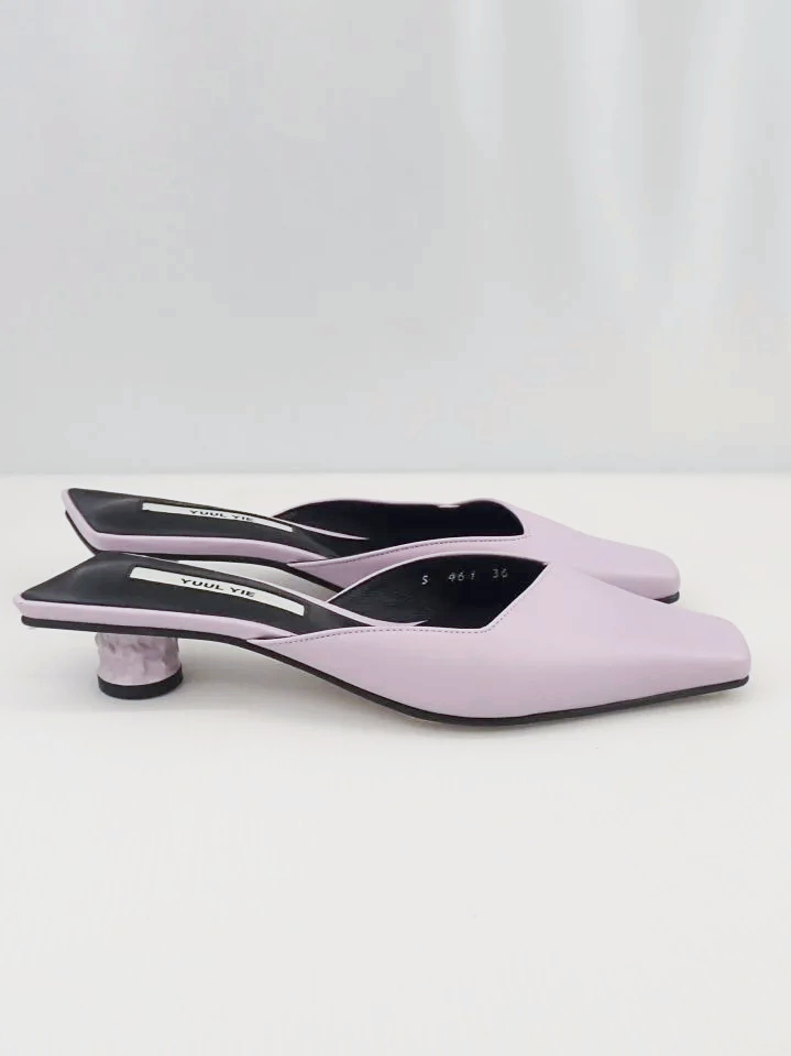 Yuul Yie Leather Upper Lavender Kitten Heels (36)