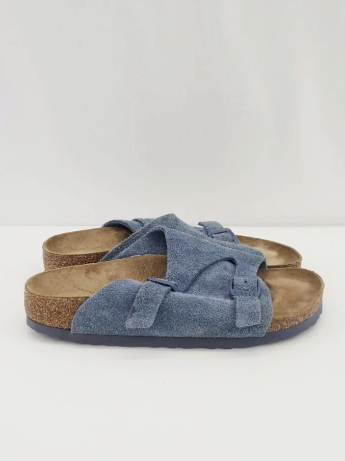 Birkenstock Suede Leather Elemental Blue Zurich Slip On Sandals (38)