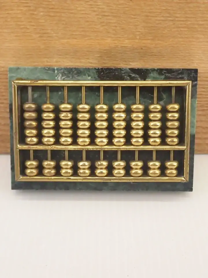 Miniature Brass & Marble Vintage Abacus & Guidebook