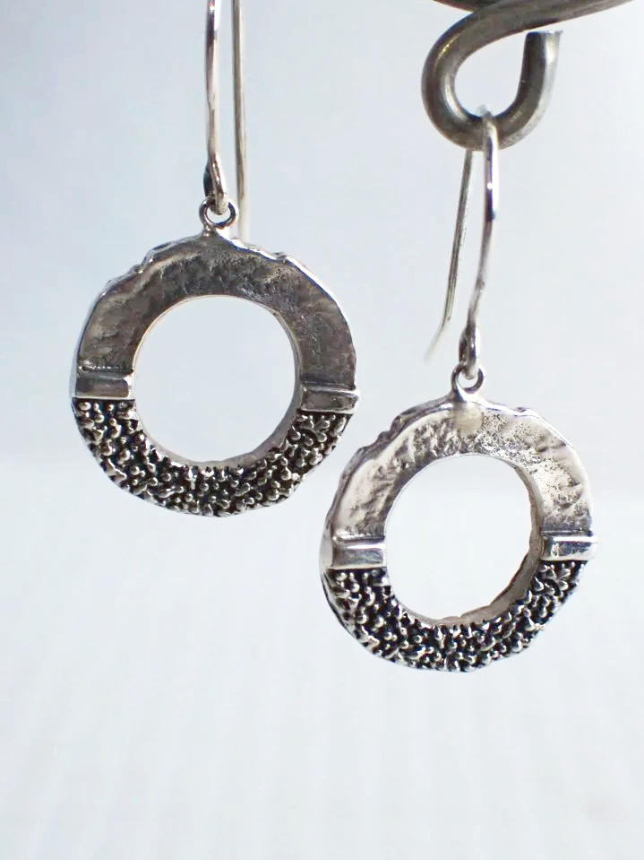 925 Silver Dangle Two Sided Patterned Earrings
