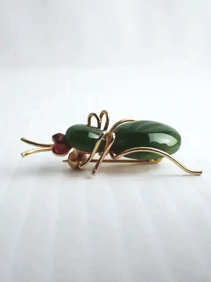 Vintage Jadeite Bug Pin