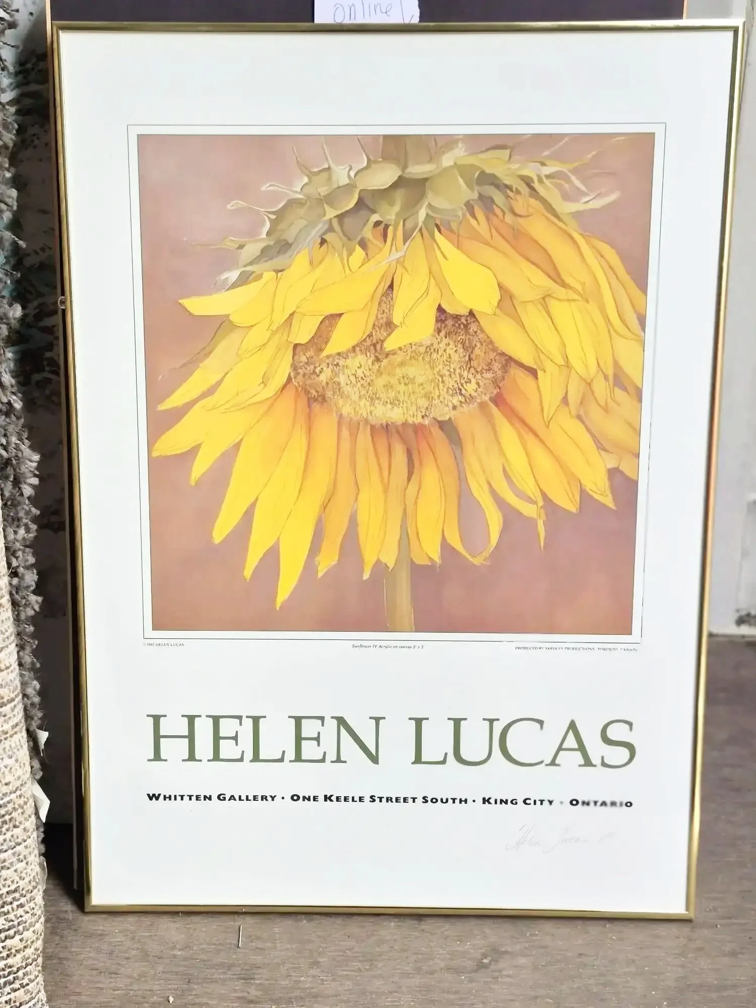 Helen Lucas LL.D. Vintage 1988 Whitten Art Gallery Exhibition Signed Bold Floral Offset Lithograph