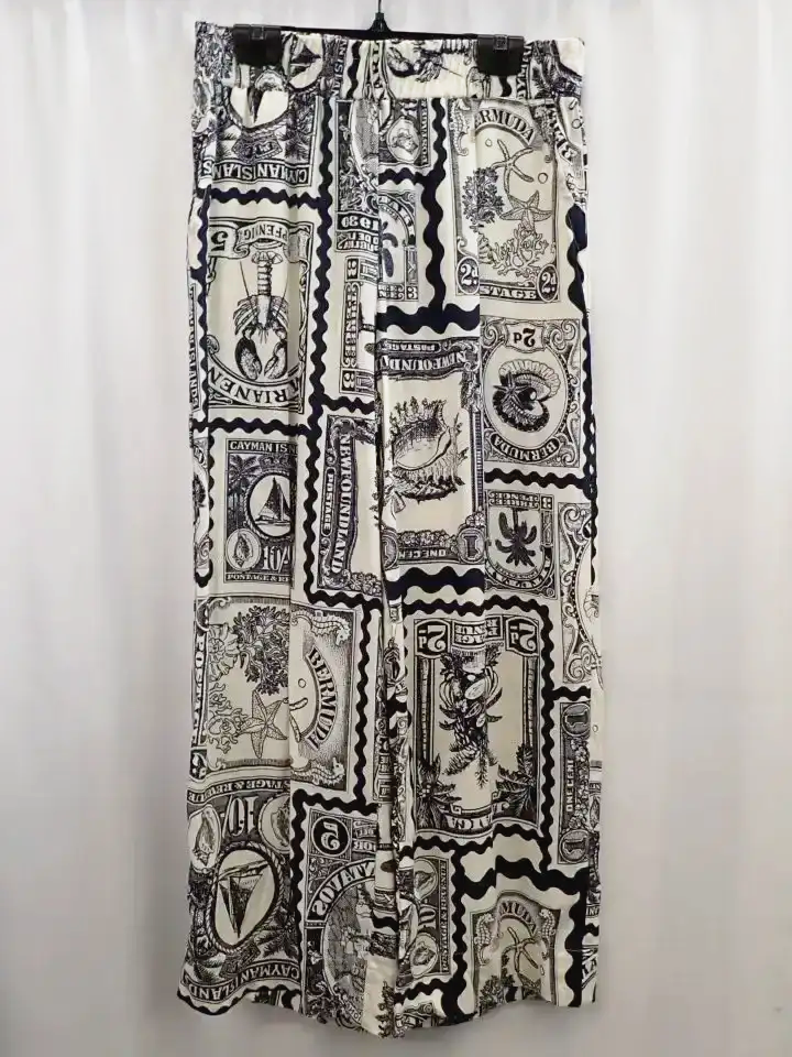 Nicole Miller Artelier Linen Blend Postage Stamp Wide Leg Pants (S)