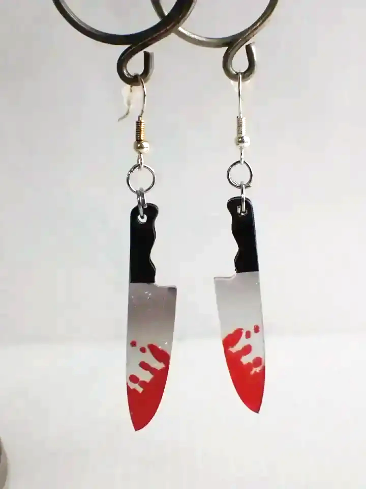 925 Silver Hook Horror Knife Earrings