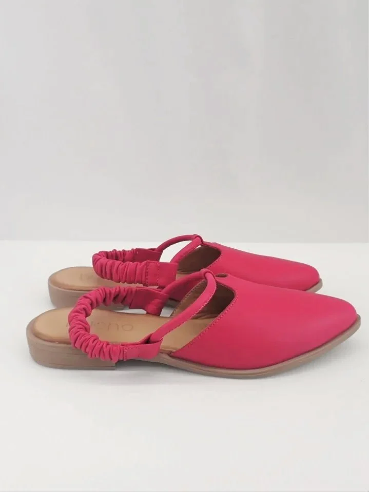 Bueno Leather Upper Fuschia Pink Pointed Toe Slingback Sandals (37)