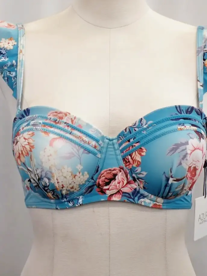 (NEW) Azura Australia Blue Floral Bikini Top (D)