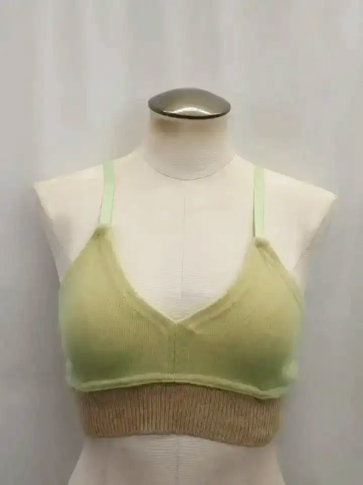 Sartoria Cashmere Blend Green & Brown Bra Top (L)