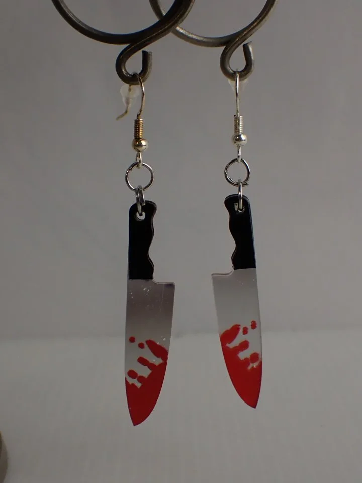 925 Silver Hook Horror Knife Earrings