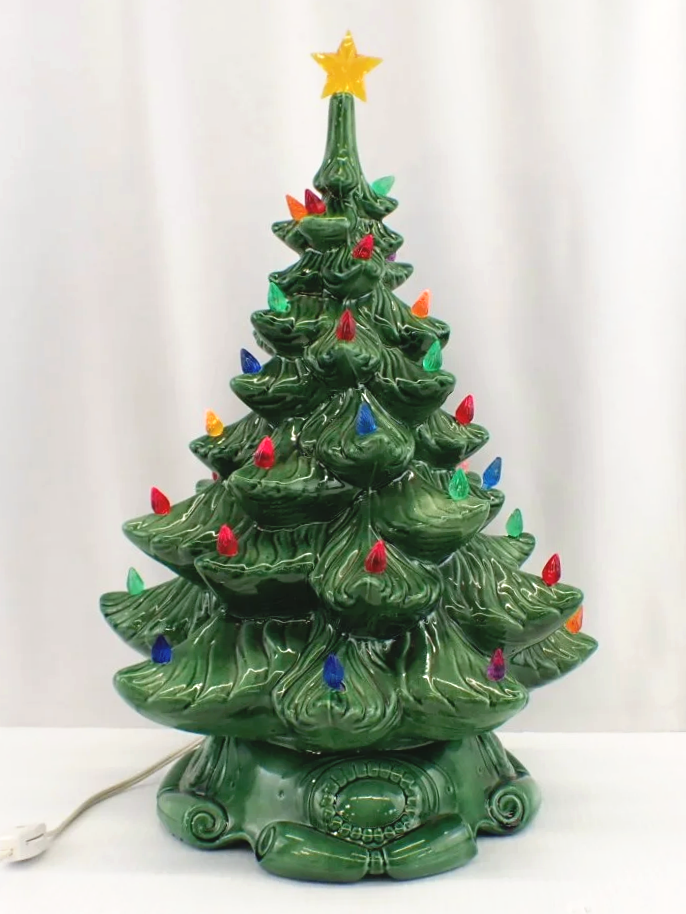Vintage Scroll Bottom Ceramic Christmas Tree