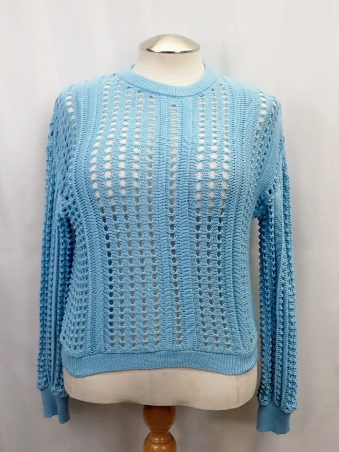 Poof Apparel Blue Open Knit Sweater (M)