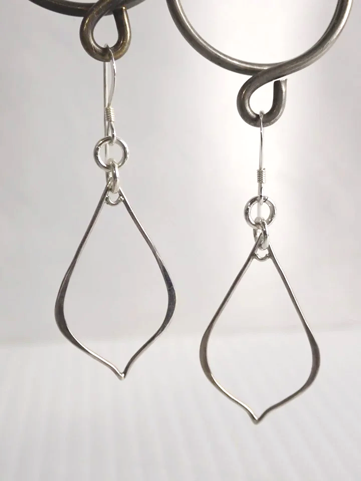 925 Silver Hook Open Teardrop Dangle Earrings