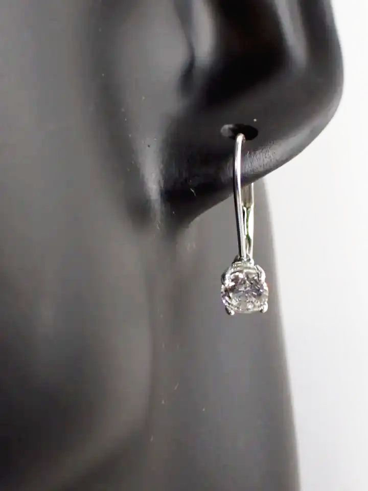 925 Silver Classic Solitaire Crystal Hinged Hook Earrings