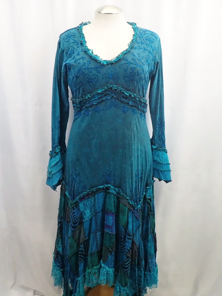 (NEW) Wicked Dragon Clothing Lacy Embroidered Patchwork Maxi Dress (L/XL)
