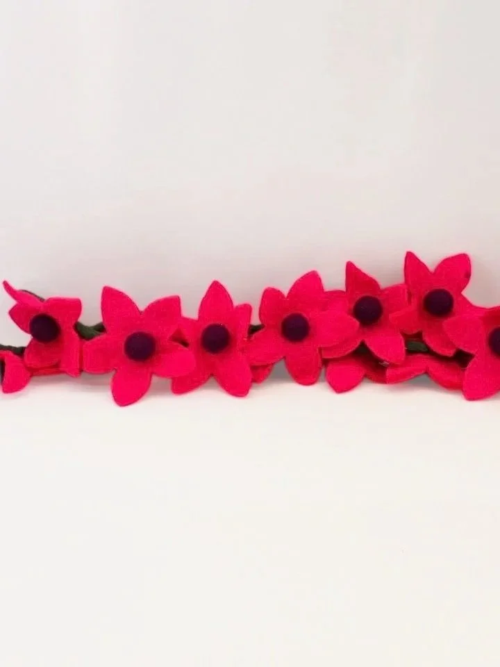Fuschia Felted Floral Garland