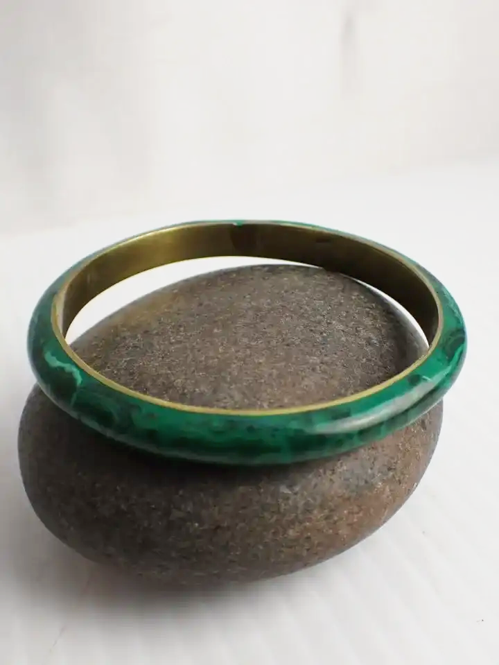 Vintage Brass And Malachite Bangles