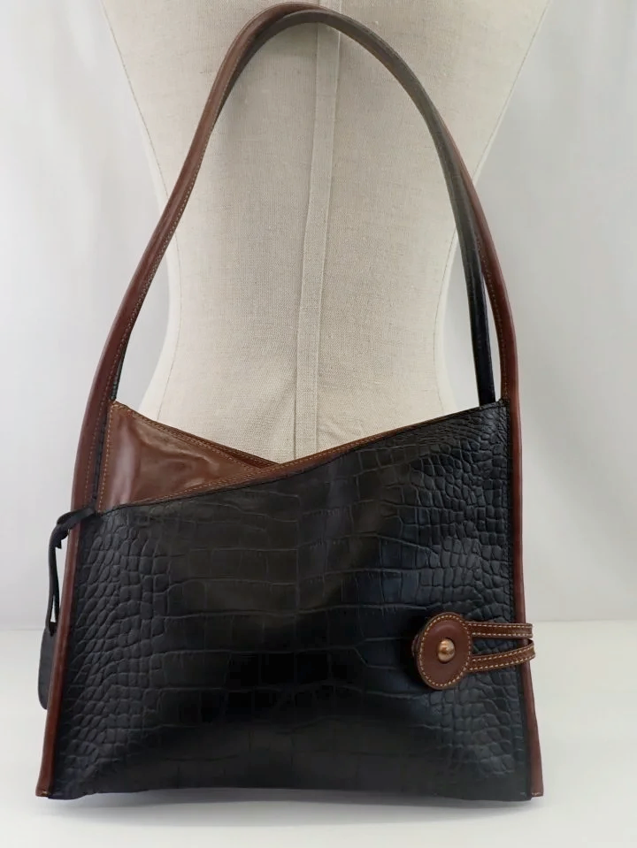 Aldo Filosini Leather Craftsman Crocodile Embossed Shoulder Bag