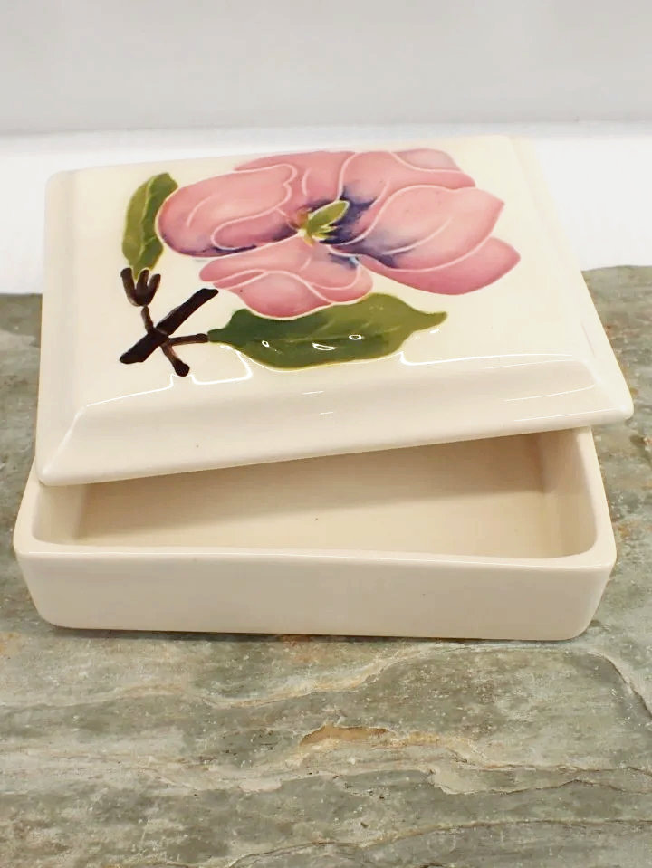 Vintage Walter Moorcroft Magnolia Rectangular Covered Box