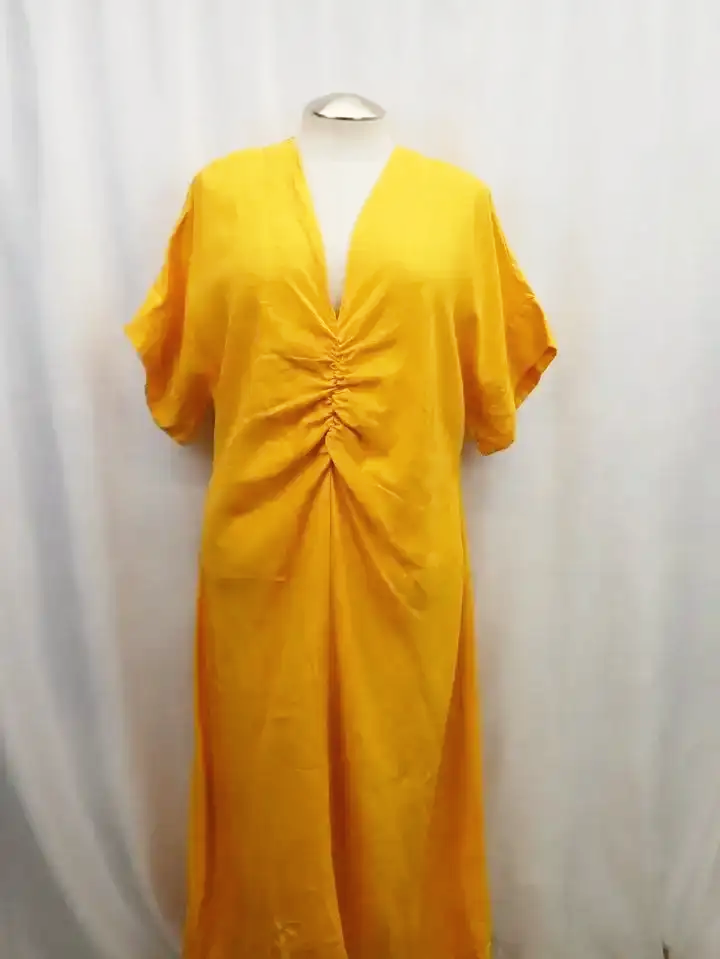 Hanes Rayon & Linen Blend Ruched Short Sleeve Dress (M)