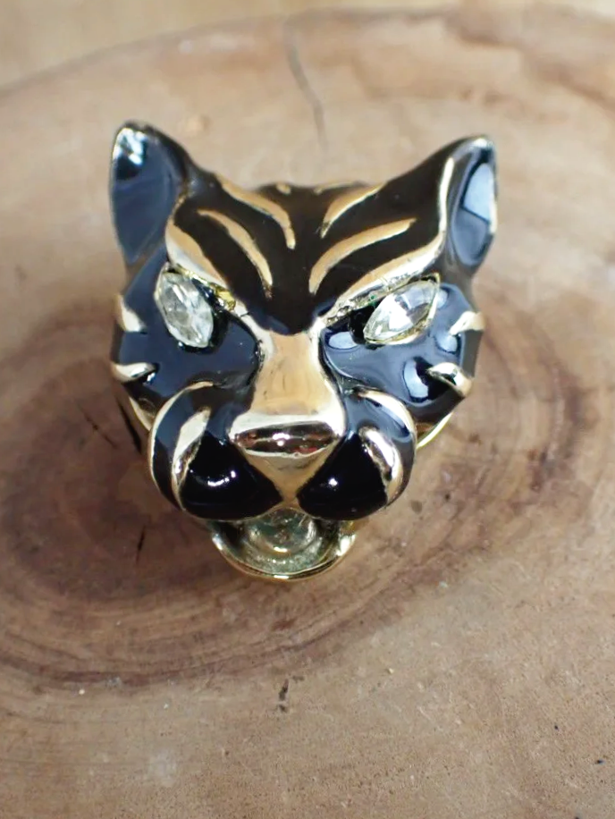 Michele Lynn Rhinestone Eyed Black Panther Scarf Clip