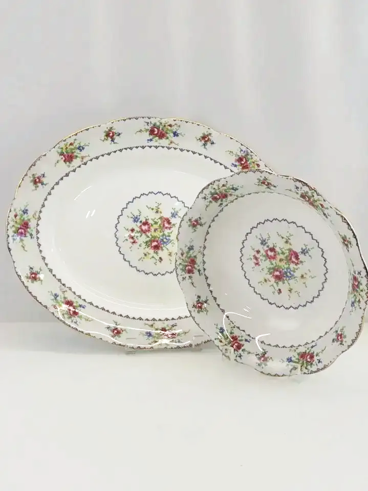 Vintage Royal Albert Petit Point Serving Bowl And Platter